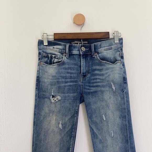 Express - Distressed Stonewashed Ankle Legging MIA Mid Rise Size 0R - Picture 4 of 12